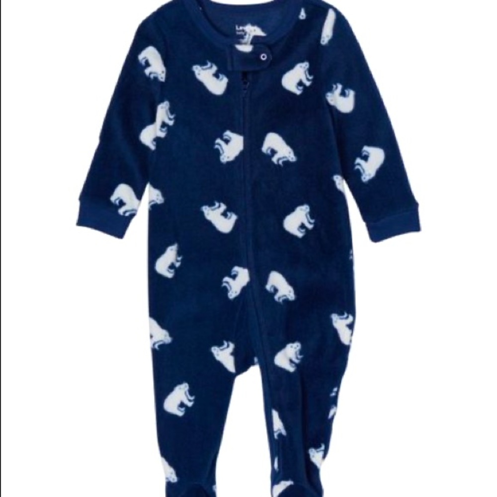 Leveret Baby navy pajamas with polar bear, 12-18m